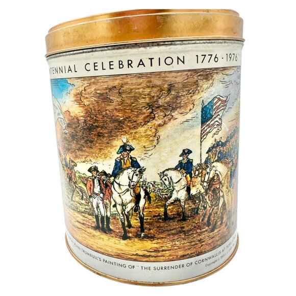 Bicentennial Celebration Tin 1776-1976 John Trumbull Painting Storage Container - Picture 1 of 6